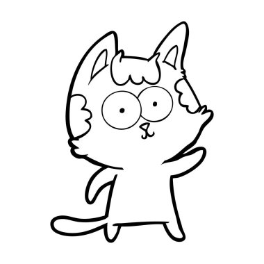 vektör çizim karikatür mutlu kedi