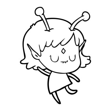 vektör çizim karikatür uzaylı kız