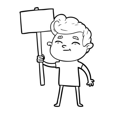 mutlu çizgi film adam vektör çizim