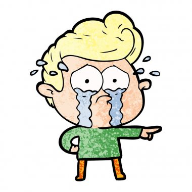 adam ağlıyor çizgi film vektör çizim