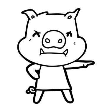 kızgın çizgi film domuz vektör çizim