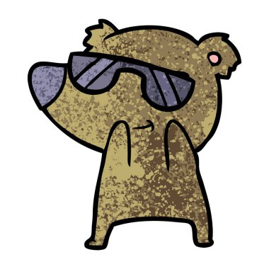 sevimli çizgi ayı güneş gözlüğü takıyor