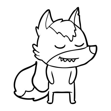 vektör çizim dostu karikatür kurt