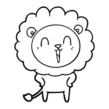 Aslan karikatür gülen vektör çizim