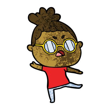 Çizgi filmdeki kadının vektör çizimi