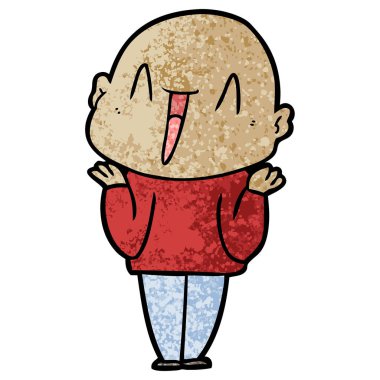 mutlu karikatür kel adam