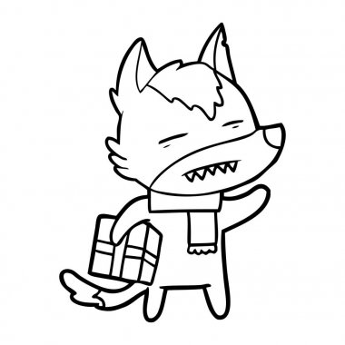 çizgi film kurt bir hediye ile