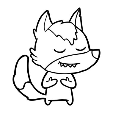 vektör çizim dostu karikatür kurt