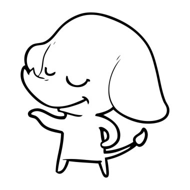 vektör çizim karikatür fil gülümseyen