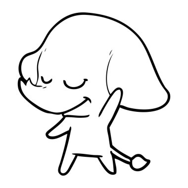 vektör çizim karikatür fil gülümseyen