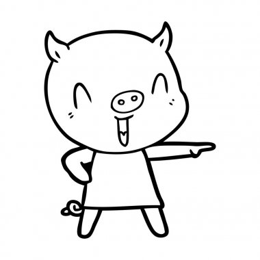 mutlu karikatür domuz vektör çizim