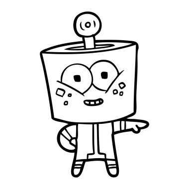 mutlu karikatür robot işaret