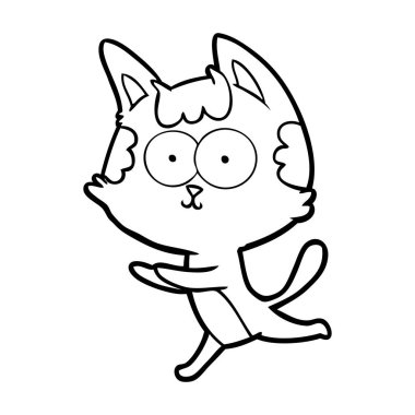 vektör çizim karikatür mutlu kedi