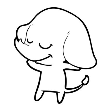 vektör çizim karikatür fil gülümseyen