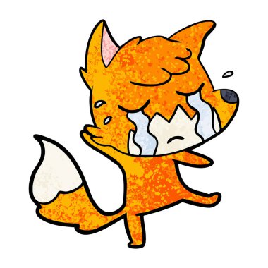 Tilki çizgi film ağlama vektör çizim