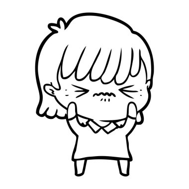 rahatsız çizgi film kız vektör çizim