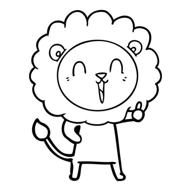 Aslan karikatür gülen vektör çizim