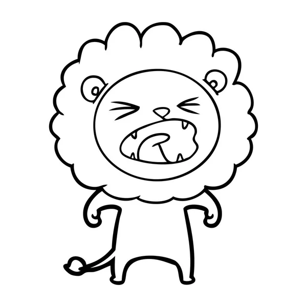 Vector Illustration Cartoon Angry Lion — Stock Vector