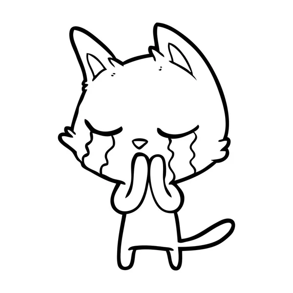 Vektorové Ilustrace Pláče Kreslená Kočka — Stockový vektor