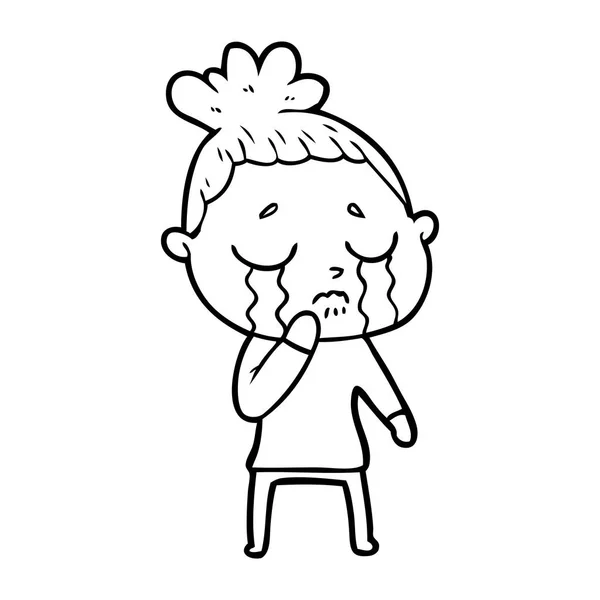 ベクトル漫画泣いている女性のイラスト — ストックベクタ