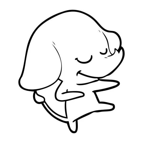 Illustration Vectorielle Éléphant Sourire Dessin Animé — Image vectorielle