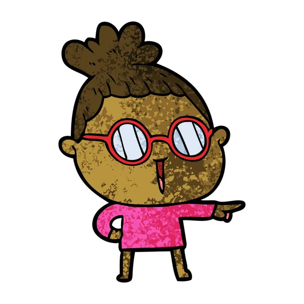 Mujer Dibujos Animados Con Gafas — Archivo Imágenes Vectoriales