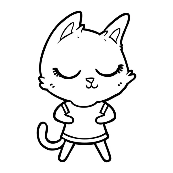 Illustration Vectorielle Chat Dessin Animé Calme — Image vectorielle