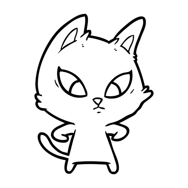Vector Illustration Confused Cartoon Cat — Stock Vector