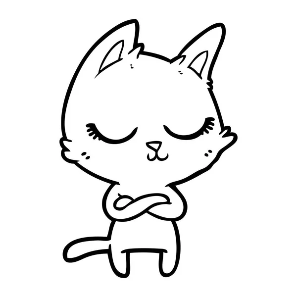 Vektor Ilustrasi Dari Tenang Kartun Kucing - Stok Vektor
