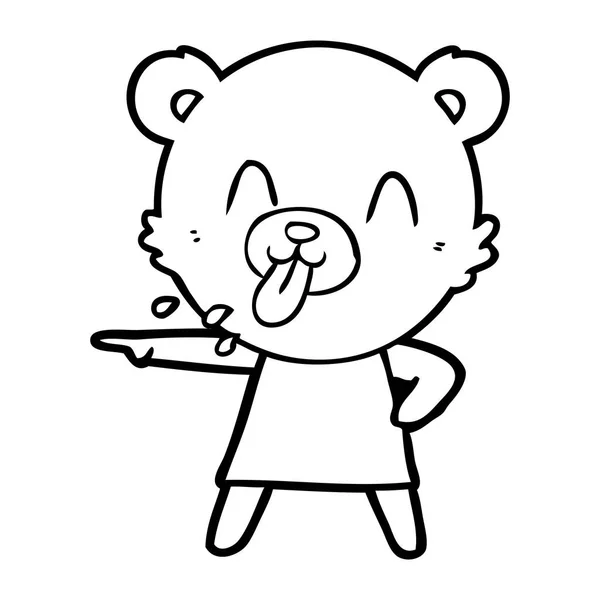 Rude Cartoon Bear Pointing — Stock Vector