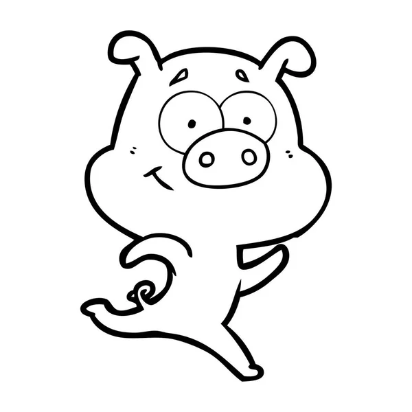 Vector Illustration Happy Cartoon Pig — Stock Vector