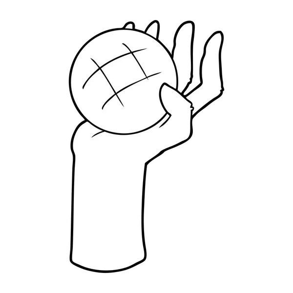 Cartoon Hand Throwing Ball — Stock Vector