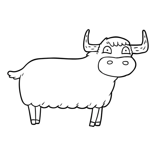 Vector Illustration Cartoon Highland Cow — Stock Vector