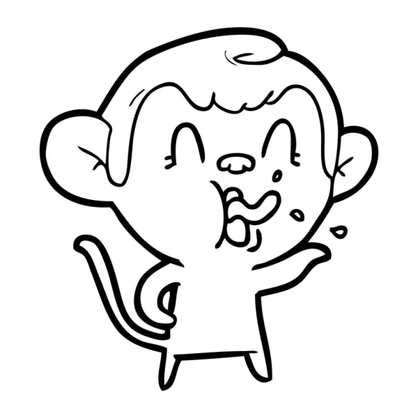 Vektorové Ilustrace Kreslená Opice Zobrazující Jazyk Izolované Bílém — Stockový vektor