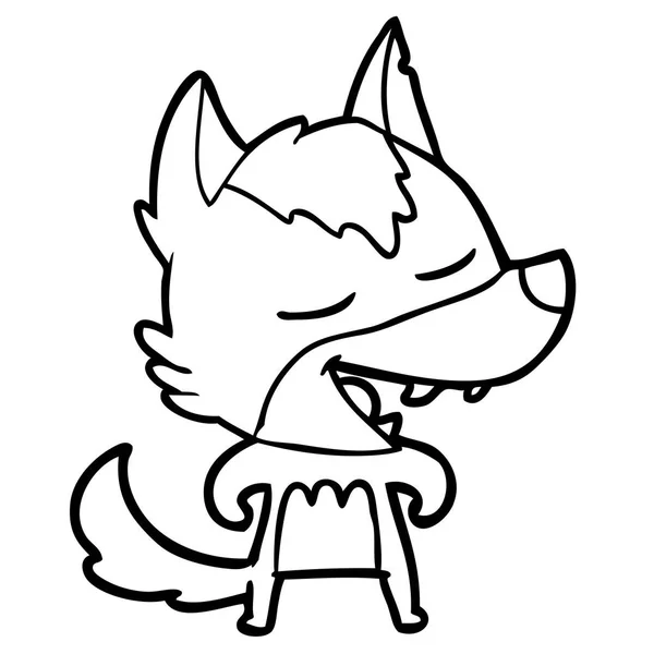 Vector Illustration Cartoon Wolf Laughing — Stock Vector