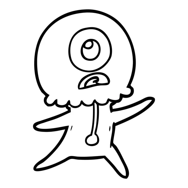 Dibujos Animados Cyclops Alien Spaceman — Vector de stock