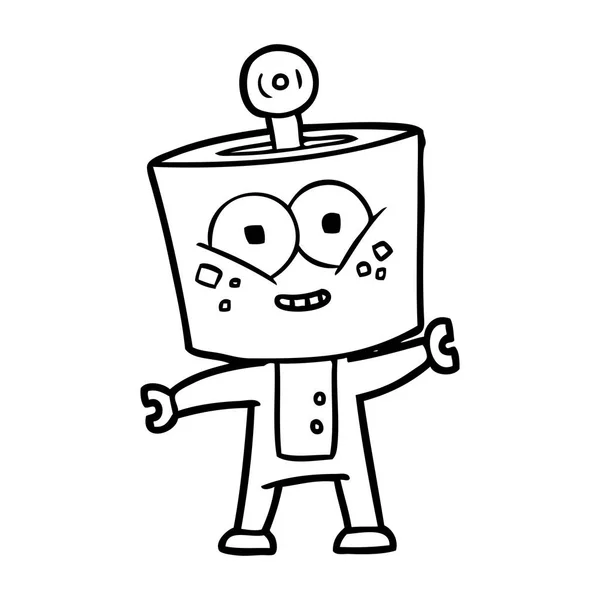 Εικονογράφηση Διάνυσμα Ευτυχισμένη Γελοιογραφία Ρομπότ — Διανυσματικό Αρχείο