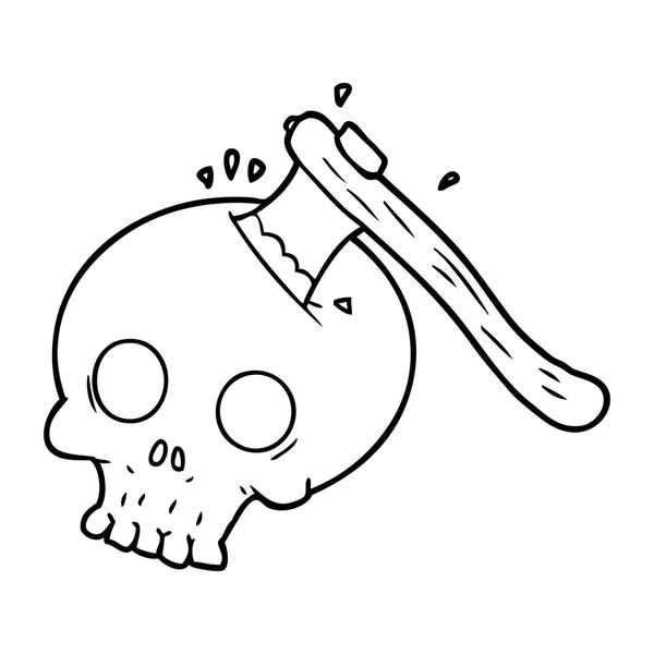 Kafatası Içinde Karikatür Balta — Stok Vektör