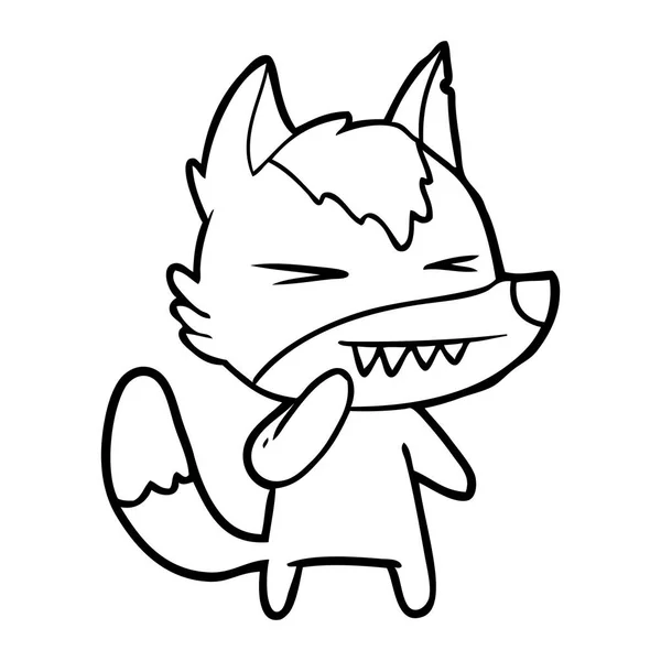 Vector Illustration Angry Wolf Cartoon — Stock Vector