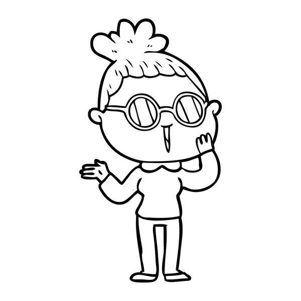 Desenho Animado Surpreendido Mulher Vestindo Óculos —  Vetores de Stock