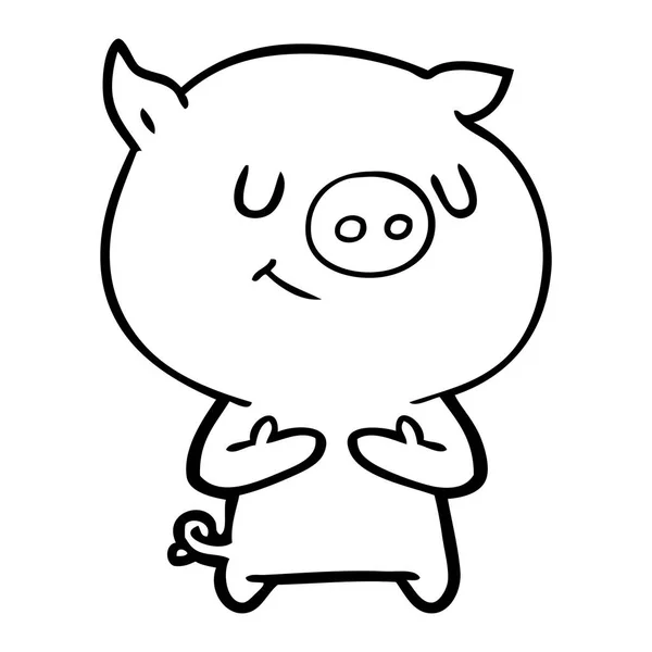 Wektor Ilustracja Kreskówka Szczęśliwy Świni — Wektor stockowy