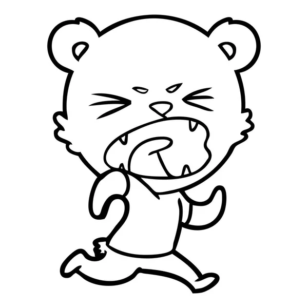 Rozzlobený Kreslený Medvěd Běží — Stockový vektor