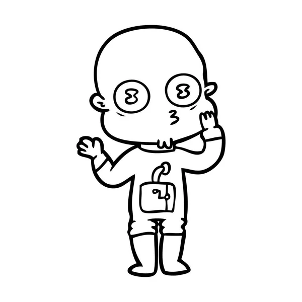 Cartoon Weird Bald Spaceman — Stock Vector