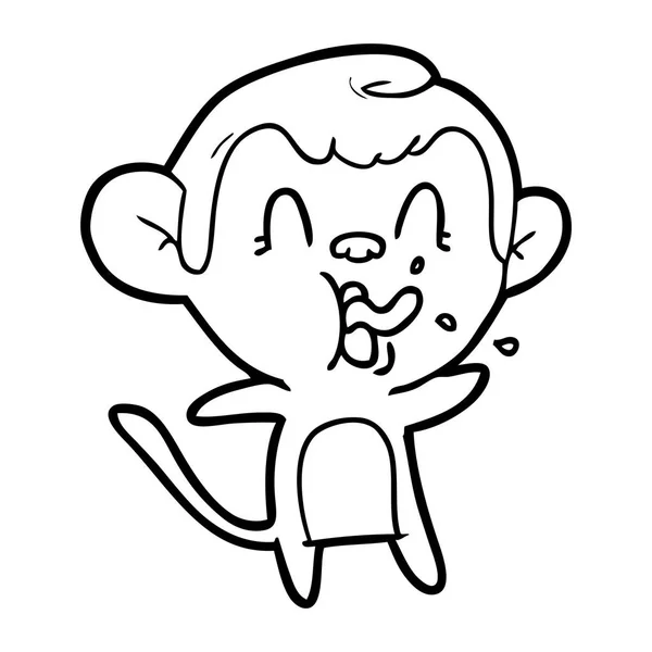 Vektorové Ilustrace Smát Kreslená Opice Zobrazeno Jazyk Izolované Bílém — Stockový vektor