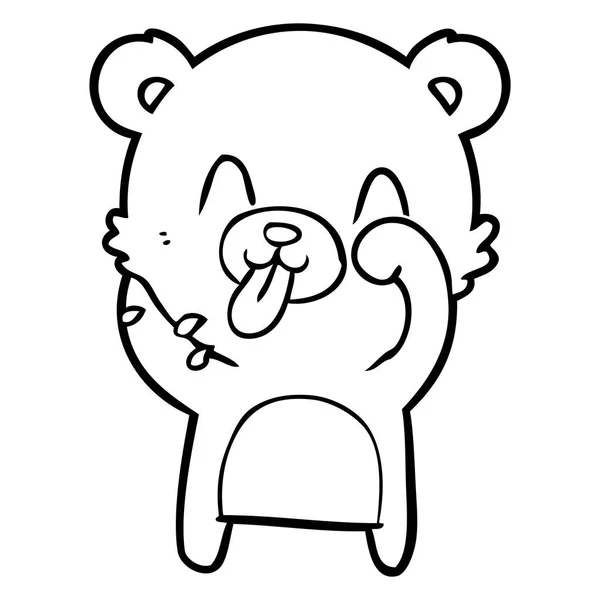 Oförskämd Tecknad Isbjörn Sticker Tungan — Stock vektor