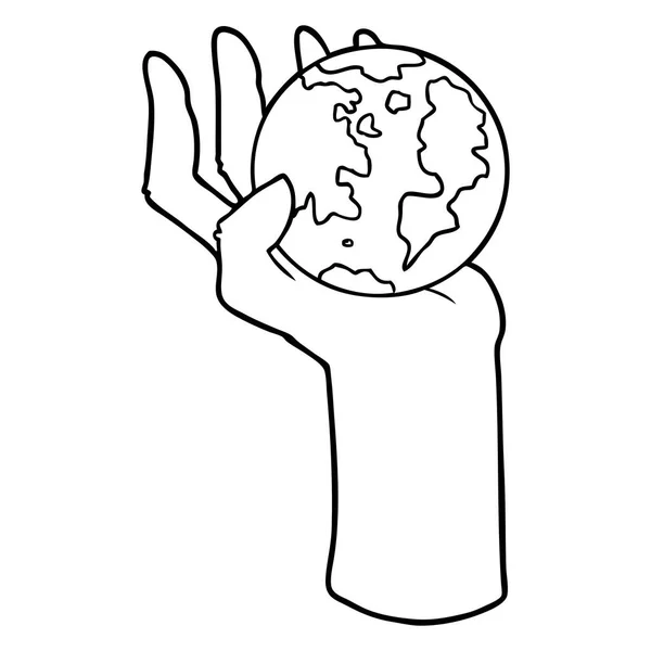 Мультфильм Держащий Руках Всю Землю — стоковый вектор