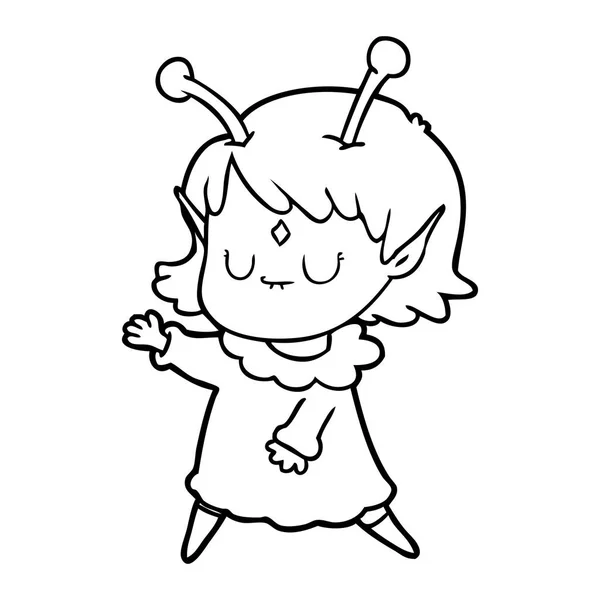 Dibujos Animados Chica Alienígena Bailando — Vector de stock
