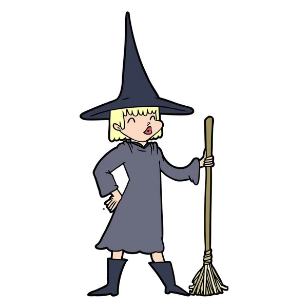 Vector Illustration Cartoon Witch — Stock Vector