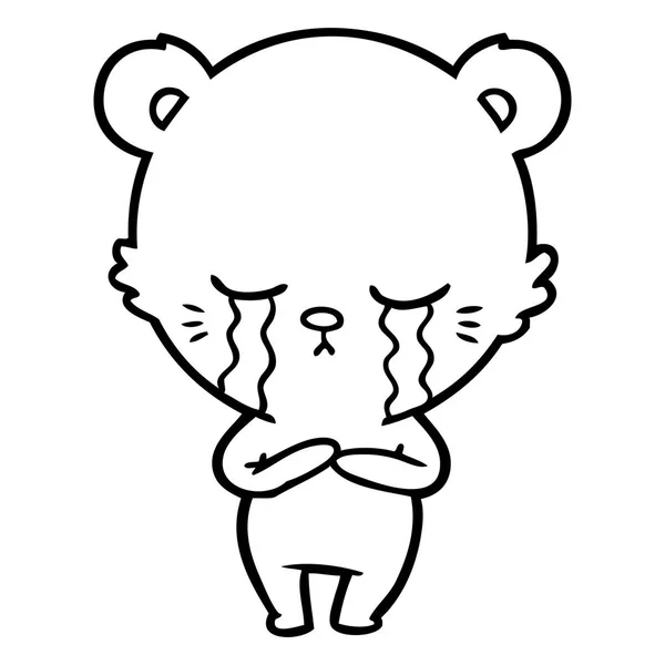 Illustrazione Vettoriale Piangere Orso Cartone Animato — Vettoriale Stock