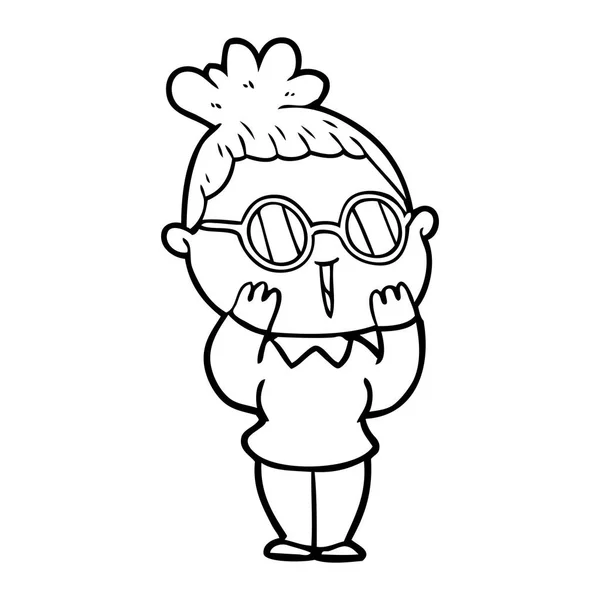 眼鏡をかけた漫画の女性 — ストックベクタ